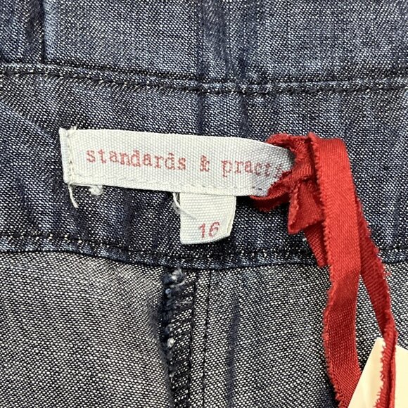 Standards and Practices Pants Womens 16 Chambray Wide Leg Cropped Paperbag Waist - Picture 9 of 12